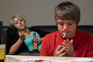 Teens smoking and drinking