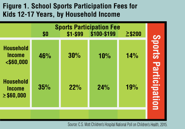 Figure 1. School Sports Participation Fees for Kids 12-17 Years, by Household Income