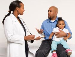 Parent and child at doctor's office
