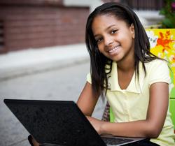 Girl using laptop
